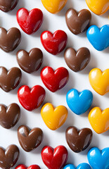 Obraz premium sweet delicious colored caramel candies in the shape of hearts