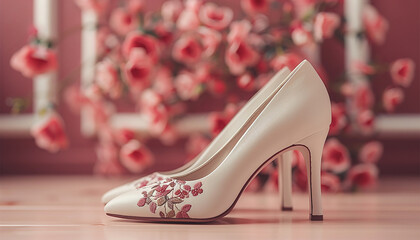 modern ladies shoes mockup with beautiful background generated by AI