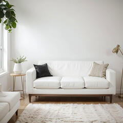 modern living room interior design with white sofa