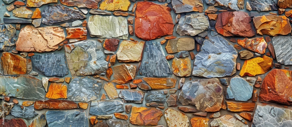 Fototapete Stone wall texture with vibrant colors suitable as a background with space for adding images. with copy space image. Place for adding text or design