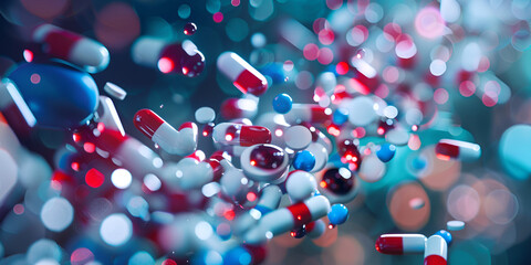 "Floating Pills and Capsules - Pharmaceutical Medicine Concept | Colorful Medication - Advanced Drug Development and Health"

