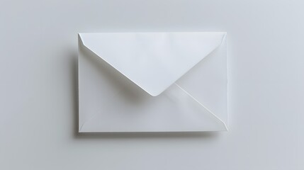 A crisp white envelope on a pure white background, slightly opened to show the empty interior, capturing a minimalist and clean aesthetic that evokes a sense of anticipation.
