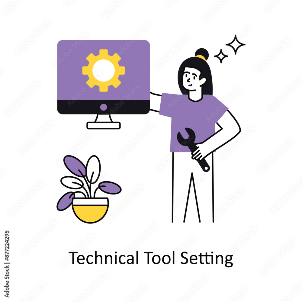 Poster Technical Tool Setting vector Flat Design illustration. Symbol on White background EPS 10 File