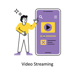 Video Streaming vector Flat Design illustration. Symbol on White background EPS 10 File