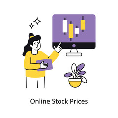 Online Stock Prices vector Flat Design illustration. Symbol on White background EPS 10 File