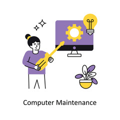 Computer Maintenance vector Flat Design illustration. Symbol on White background EPS 10 File