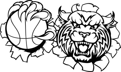 Wildcat Bobcat Cat Cougar Basketball Ball Mascot