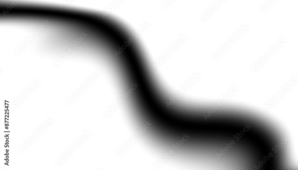 Poster Blurred transparent gradient background. Elegant black wavy line on Transparent png overlay background