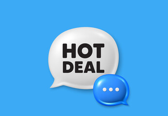 Hot deal tag. Text box speech bubble 3d icons. Special offer price sign. Advertising discounts symbol. Hot deal chat offer. Speech bubble banner. Text box balloon. Vector