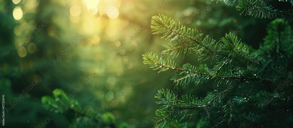 Leinwandbilder Blurry forest background with bokeh effect ideal for summer concepts with a banner and space for text or image insertion. with copy space image. Place for adding text or design