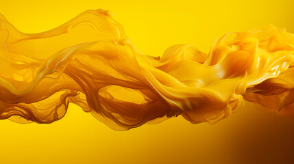 Yellow Fluid Ink Run on Yellow Background, Abstract Image, Texture, Background Pattern, Wall Paper, Background Plan, Layer and Fabric of Cell Phone, Smartphone, Computer, Laptop, 9:16 and 16:9 Format