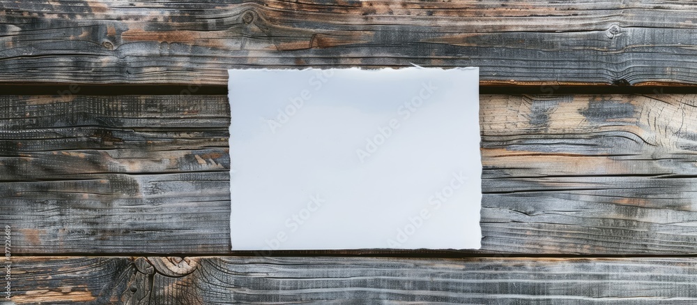 Poster copy space image of white paper against a rustic wooden backdrop