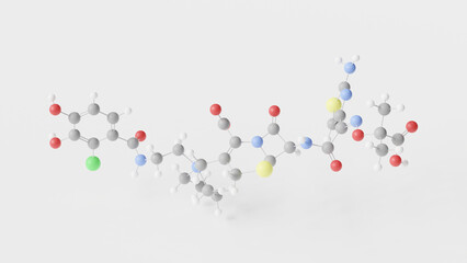 cefiderocol molecule 3d, molecular structure, ball and stick model, structural chemical formula antibiotic