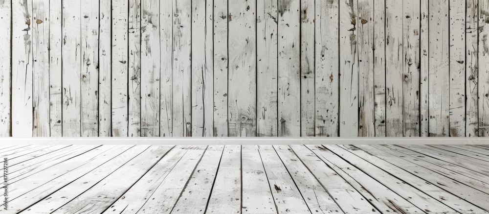 Aufkleber Wooden wall background with white frame suitable for copy space image