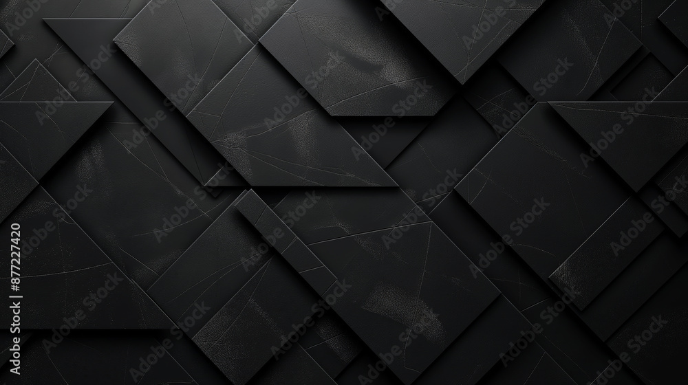 Leinwandbilder A black background abstract image of a black and white pattern of geometrical forms with soft light and texture, black geometrical abstract background with light and texture