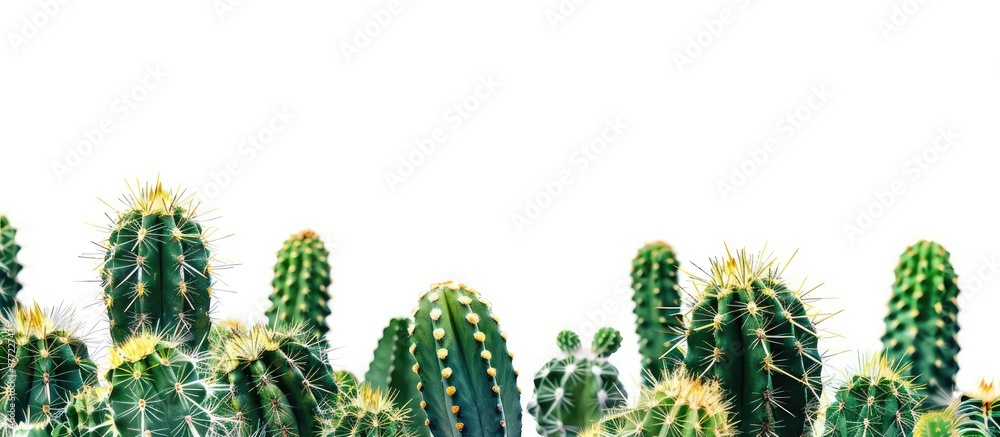 Fototapete White backdrop showcasing a cactus with a blank area on the left for additional elements in a copy space image