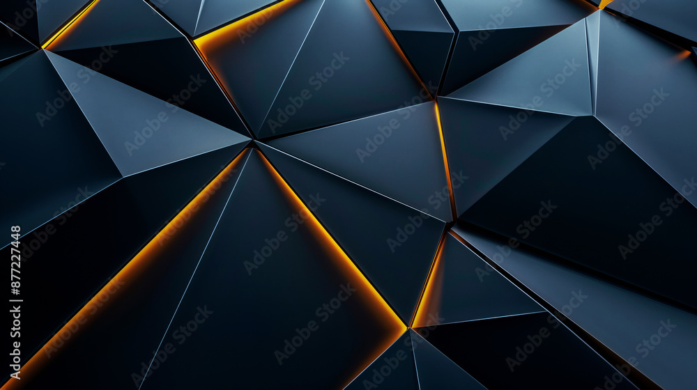 Aufkleber A black and orange abstract design with sharp angles and triangles. bold and striking, with the orange accents adding a pop of color to the otherwise dark background. Black abstract background