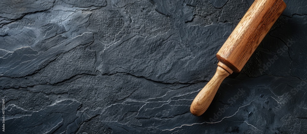 Aufkleber dark slate surface with rolling pin copy space image