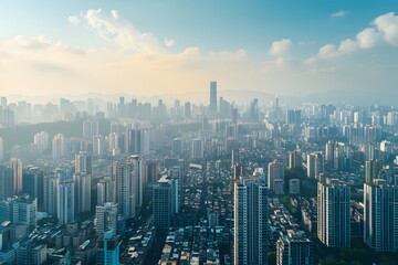 Fototapeta premium Aerial View of a Cityscape on a Hazy Day