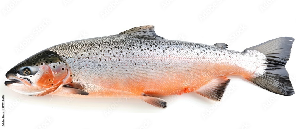 Aufkleber Salmon fish with pricing displayed in clear view on a white background in a copy space image