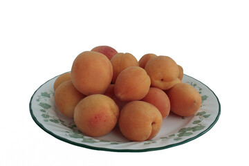 bowl of apricots with white background