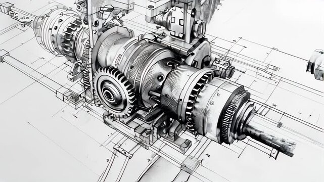 Engineering drawing of mechanism and design background
