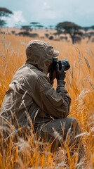 Fototapeta premium Photographer in the Savanna