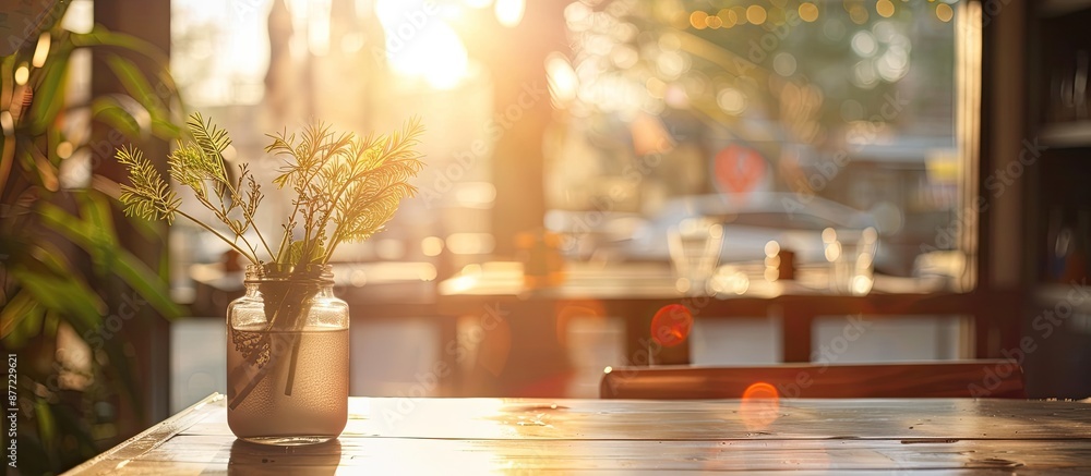 Poster Available copy space image with sunlit ambiance against a soft blurred window backdrop for customization