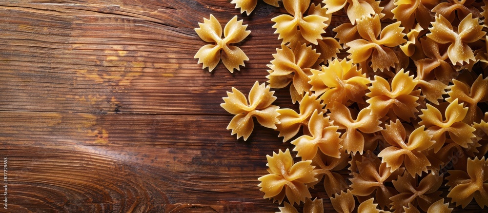 Aufkleber background of italian cuisine with a heap of farfalle pasta ideal for food related projects with amp