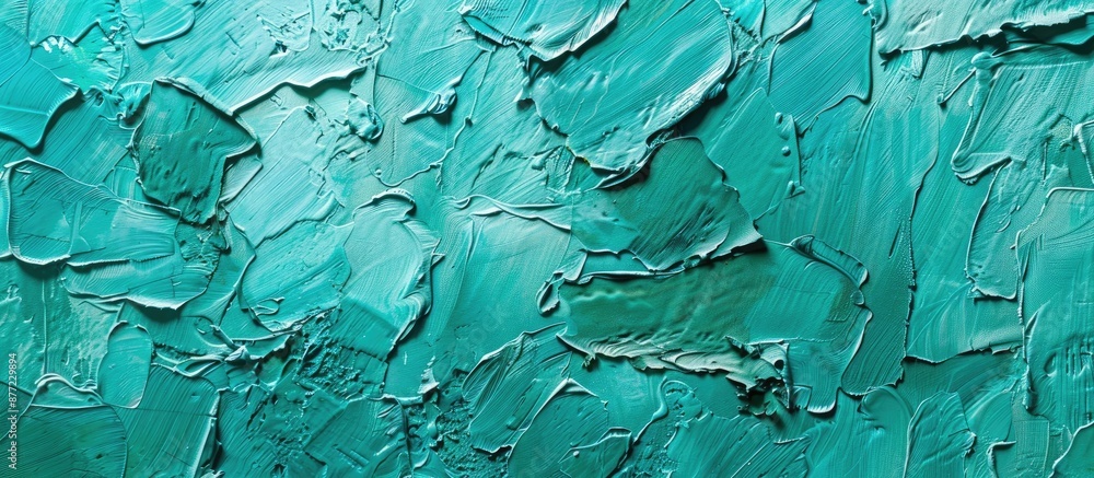 Poster Turquoise textured abstract art background on rough painted cardboard with a top view for copy space image