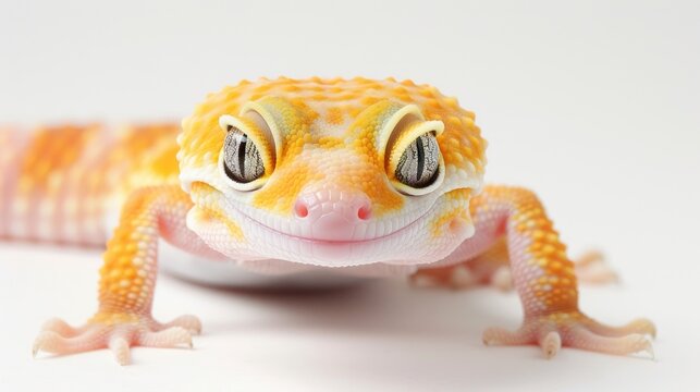 Pet reptile friendly and cute yellow leopard gecko
