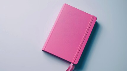 Pink notebook against white background