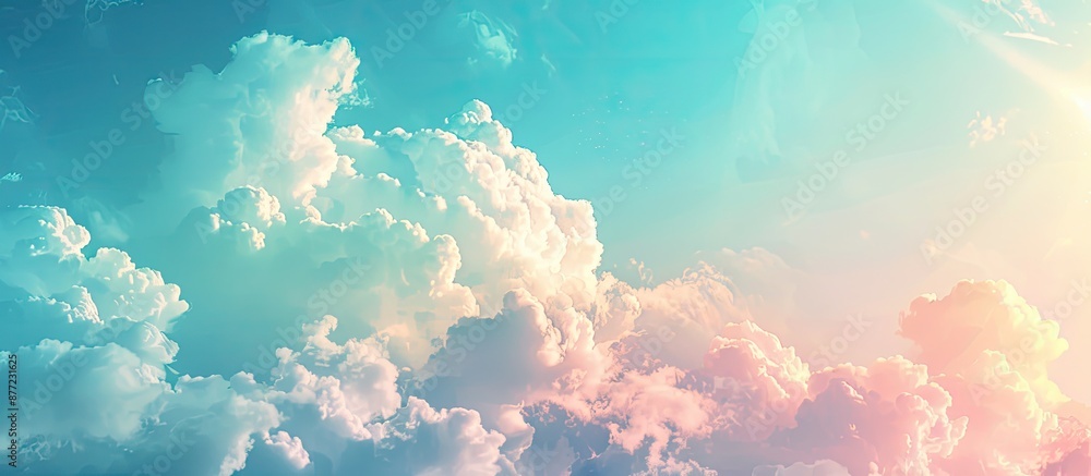 Poster sky with blue hues and fluffy white clouds creates an ideal backdrop for text placement in a copy sp