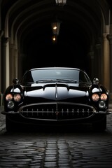 Urban silhouette immortalizing the monochrome elegance of modern cars with aerod, generative IA