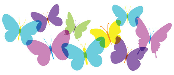 Butterfly collection. Watercolor illustration. Colorful Butterflies clipart set. Baby shower design elements. Party invitation, birthday celebration. Spring, summer decoration. Flock