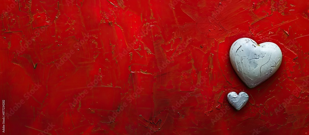 Aufkleber Copy space image with a small white heart in the top right on a red backdrop