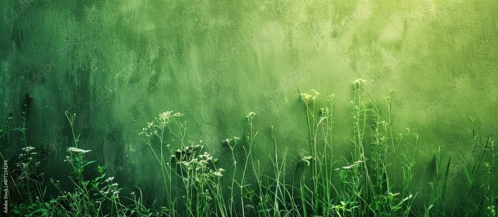 Aufkleber Vivid green backdrop with texture for chroma key compositions featuring copy space image