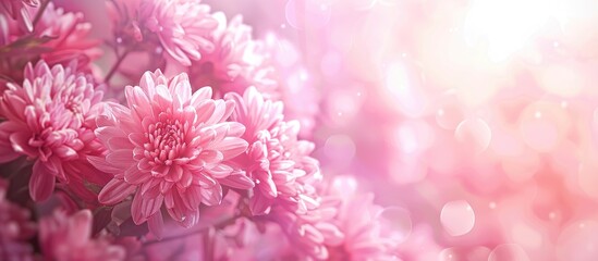 Romantic pink flowers background with color filters creating a beautiful copy space image
