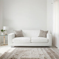 modern living room interior design with white sofa