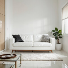 Obraz premium modern living room interior design with white sofa
