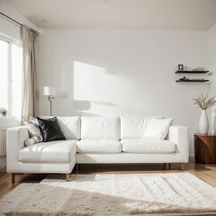 modern living room interior design with white sofa
