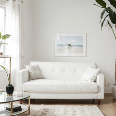 modern living room interior design with white sofa