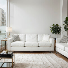 modern living room interior design with white sofa