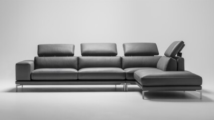 A modern sectional sofa with a chaise in the middle, AI