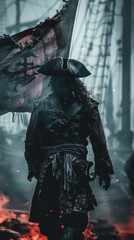 Fototapeta premium International Pirate Imitation Day.harsh pirates. A formidable pirate. The pirate ship