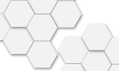 Luxury white and grey hexagonal abstract background with shadow. Geometric 3d texture illustration. Abstract hexagonal concept technology, banner and wallpaper background.