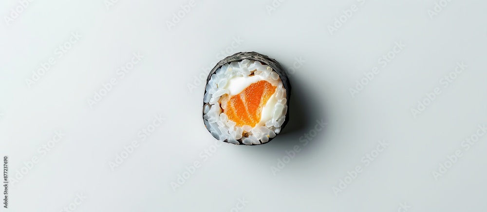Leinwandbilder soft focused top view of a cushi roll adorned with cream cheese ideal for a copy space image
