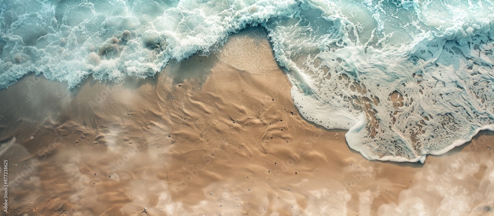 Aufkleber Top view of a sandy beach creating a textured backdrop suitable for incorporating a copy space image