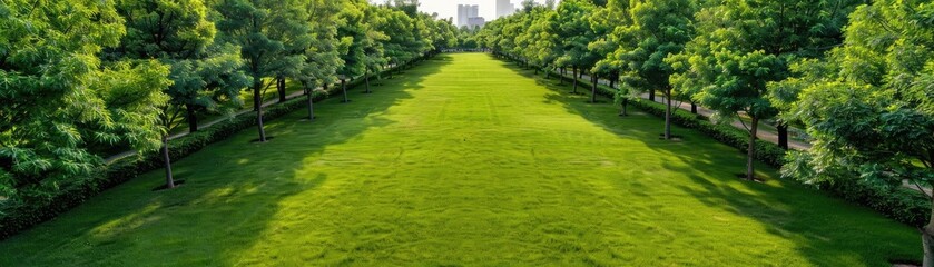 Obraz premium Innovative urban park with smart irrigation, sustainability innovations, eco-friendly urban design