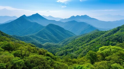 Fototapeta premium Mountain landscape with protected wildlife corridors, natural habitat preservation, eco-friendly management